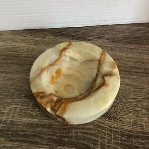 Vtg Solid Onyx Ashtray